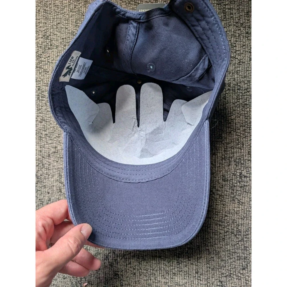 Life is Good Slideback Hat Blue OSFA Adjustable Embroidered 6 Panel Cotton